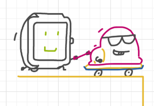 A panel from Running Duos, episode four of the Board Boards object show by Furretwalk/WalkingFurret.